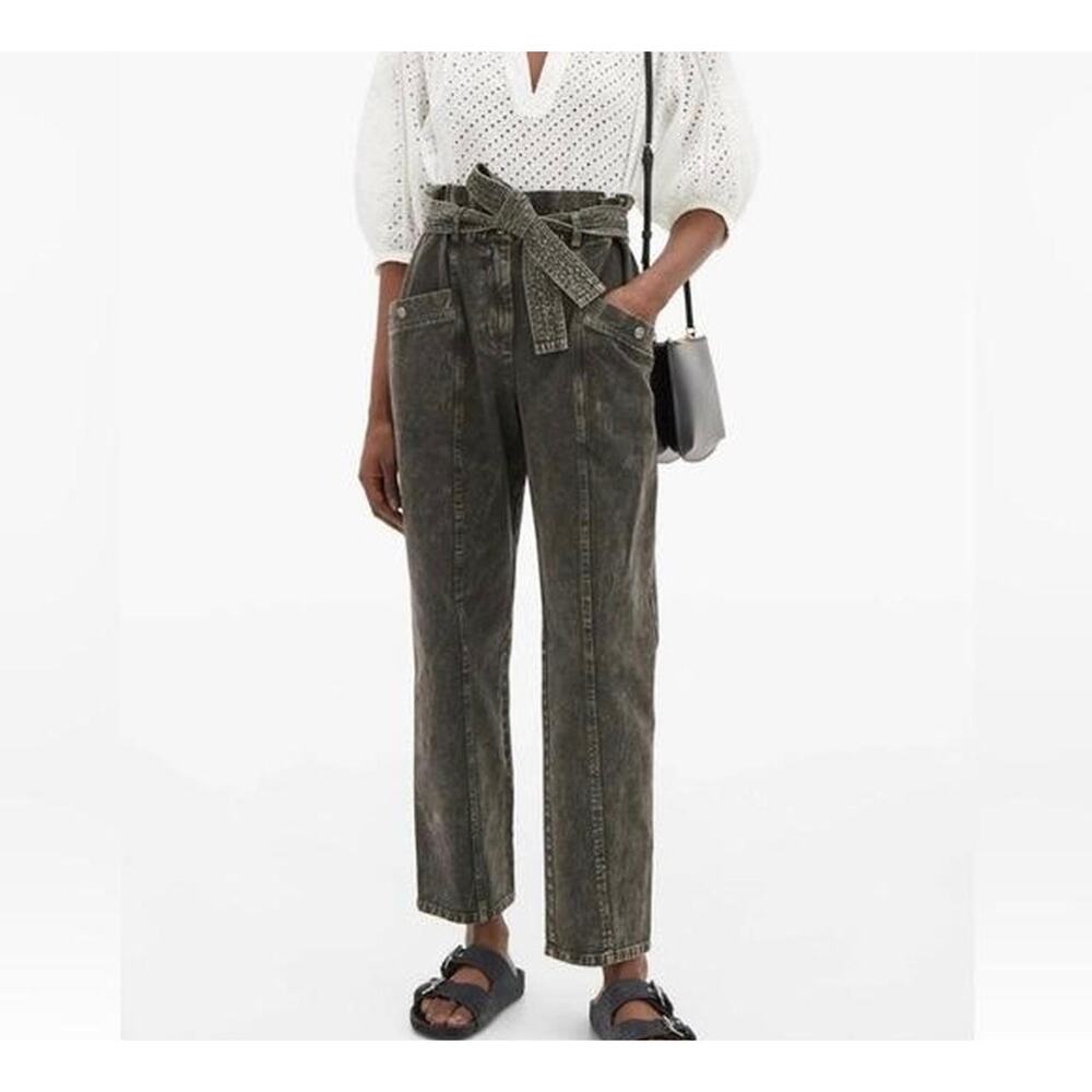 Sea New York Idun Denim Pants Size 0 Graphite Denim Tie Belt Grunge Gorpcore NWT